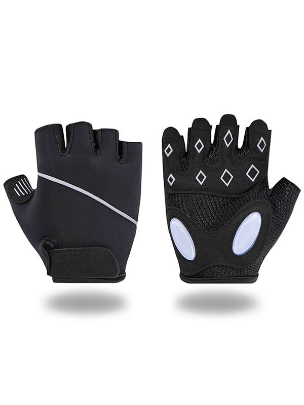 Unisex silicone anti-shock weight lifting gloves in black, featuring half-finger design and silicone padding for comfort and grip.